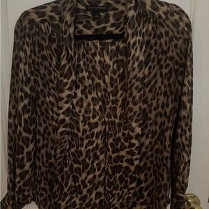 Banana Republic Animal Print Blouse With Tie  - Brown and Black